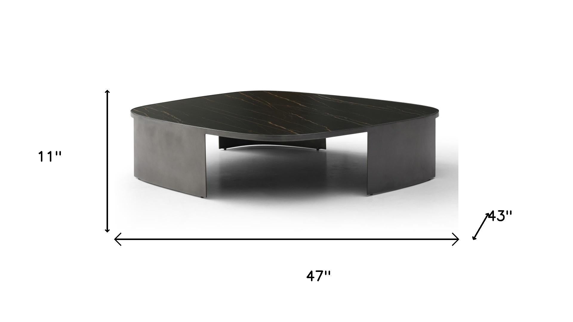 47" Black Ceramic Tile and Steel Coffee Table - GreatEagleInc