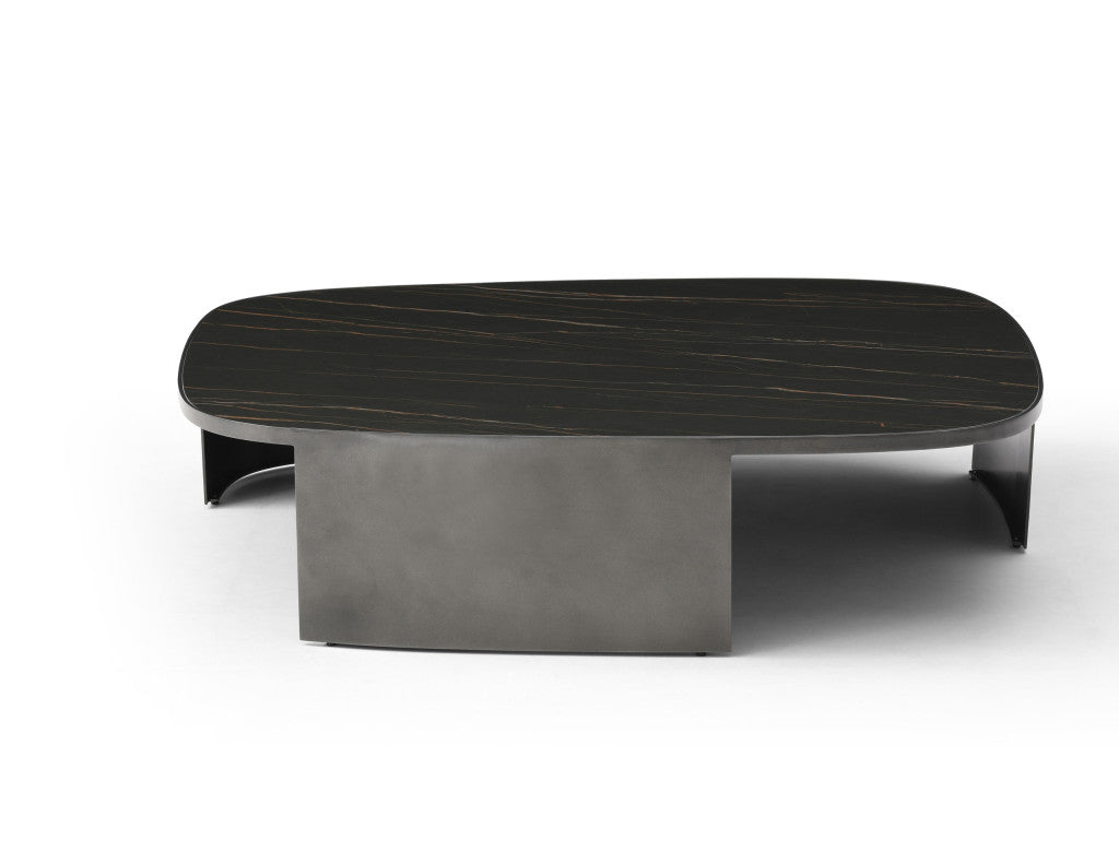 47" Black Ceramic Tile and Steel Coffee Table - GreatEagleInc