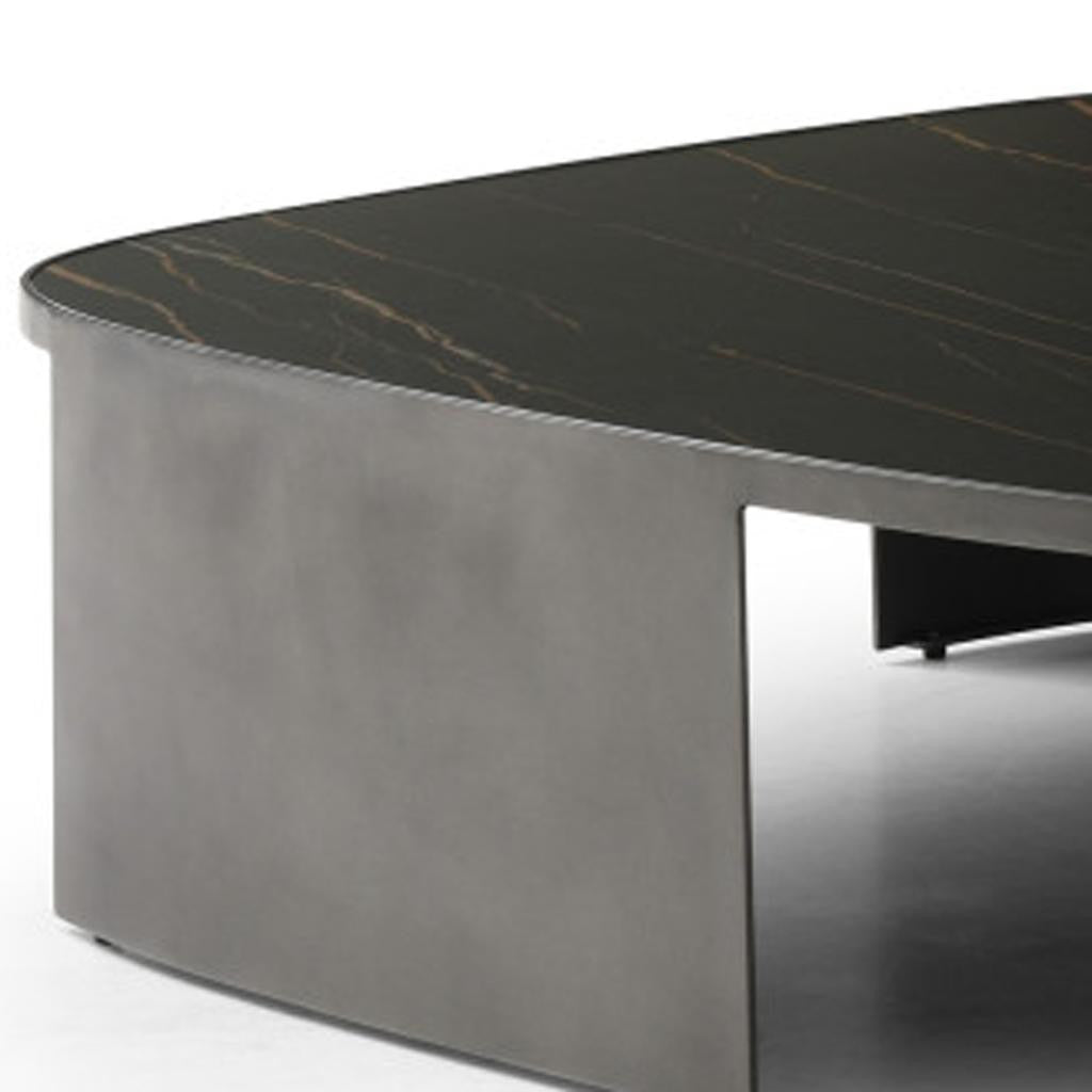 47" Black Ceramic Tile and Steel Coffee Table - GreatEagleInc