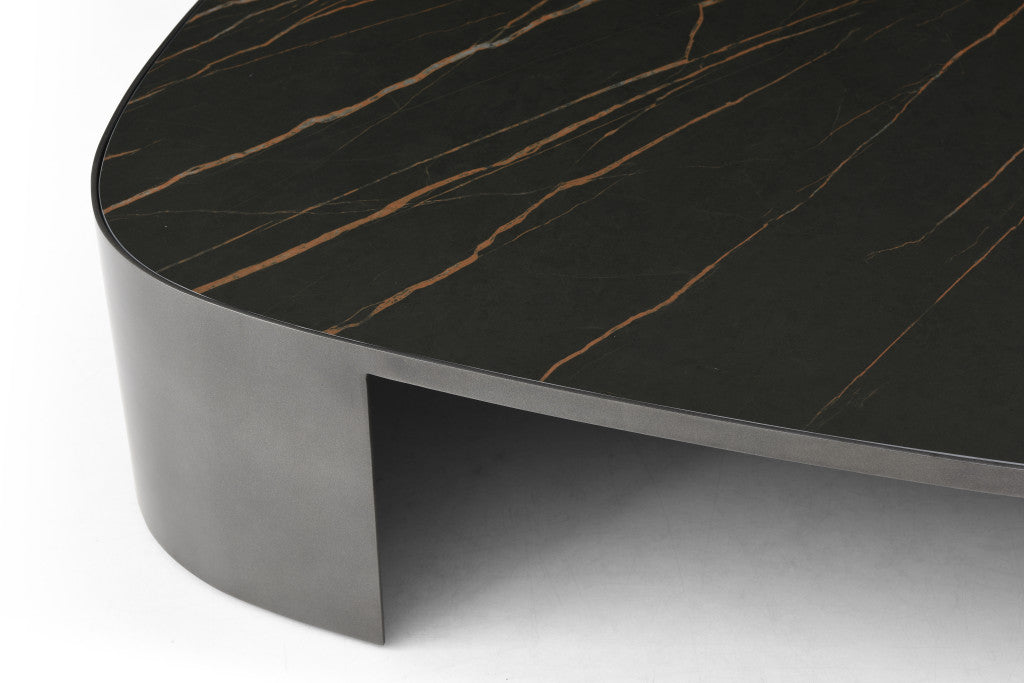 47" Black Ceramic Tile and Steel Coffee Table - GreatEagleInc