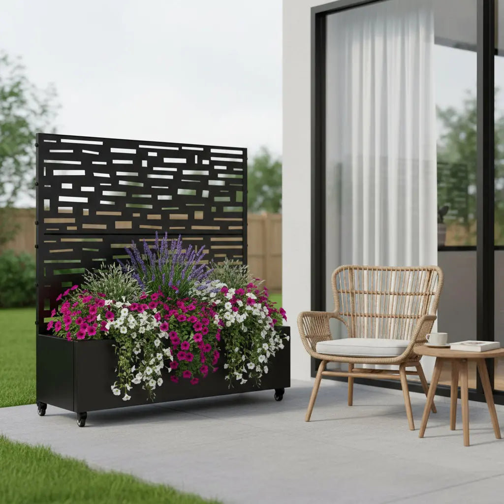 47" Black Metal Indoor Outdoor Rectangular Planter Box Homeroots Outdoor