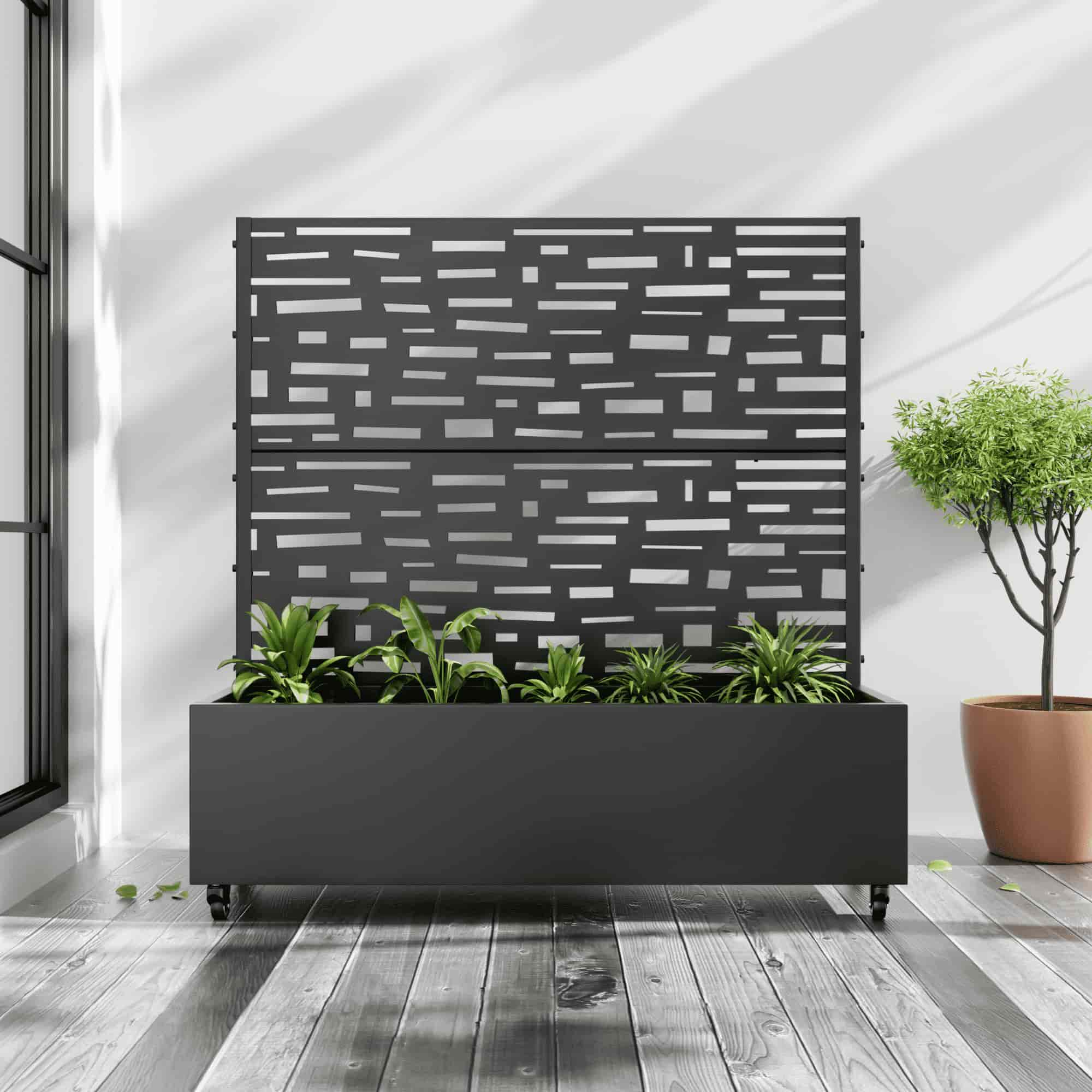 47" Black Metal Indoor Outdoor Rectangular Planter Box Homeroots Outdoor