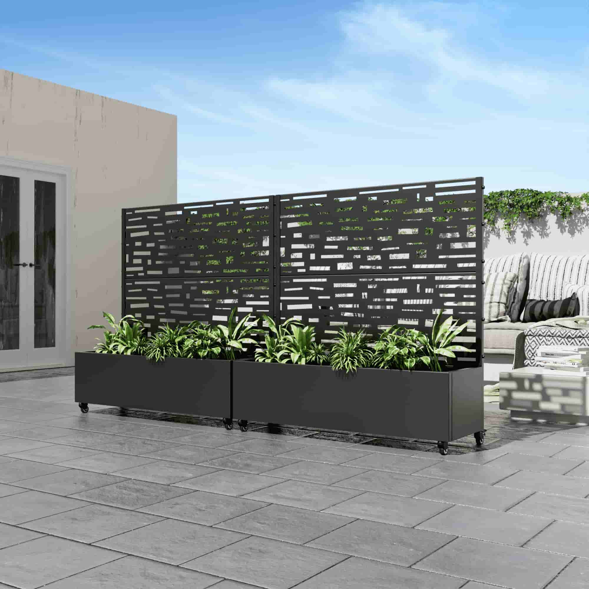 47" Black Metal Indoor Outdoor Rectangular Planter Box Homeroots Outdoor