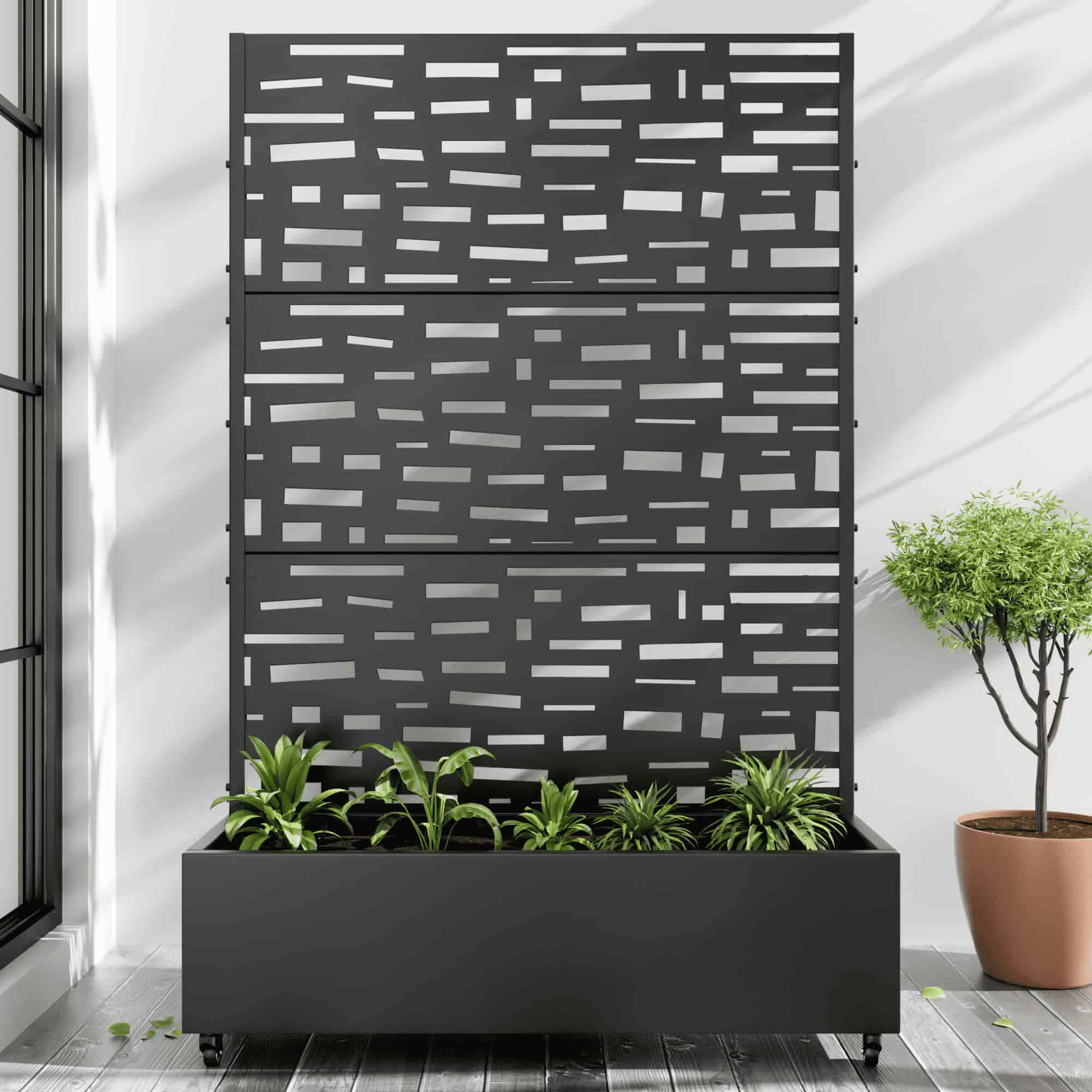 47" Black Metal Indoor Outdoor Rectangular Planter Box Homeroots Outdoor
