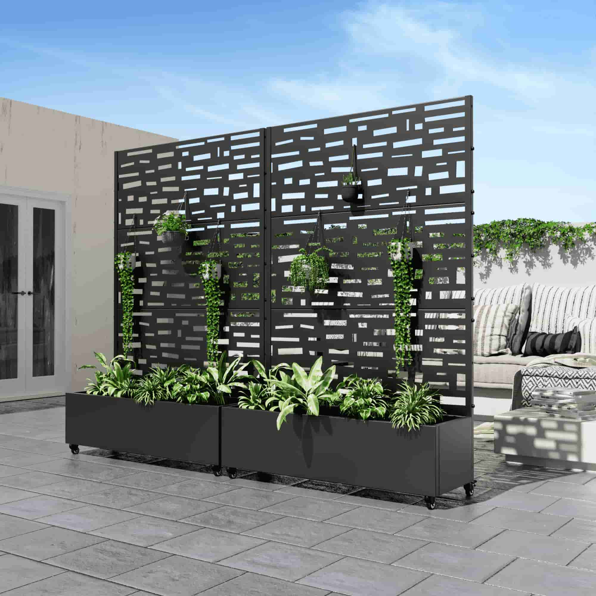 47" Black Metal Indoor Outdoor Rectangular Planter Box Homeroots Outdoor