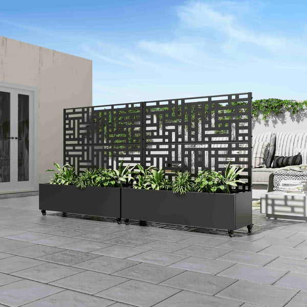 47" Black Metal Indoor Outdoor Rectangular Planter Box Homeroots Outdoor