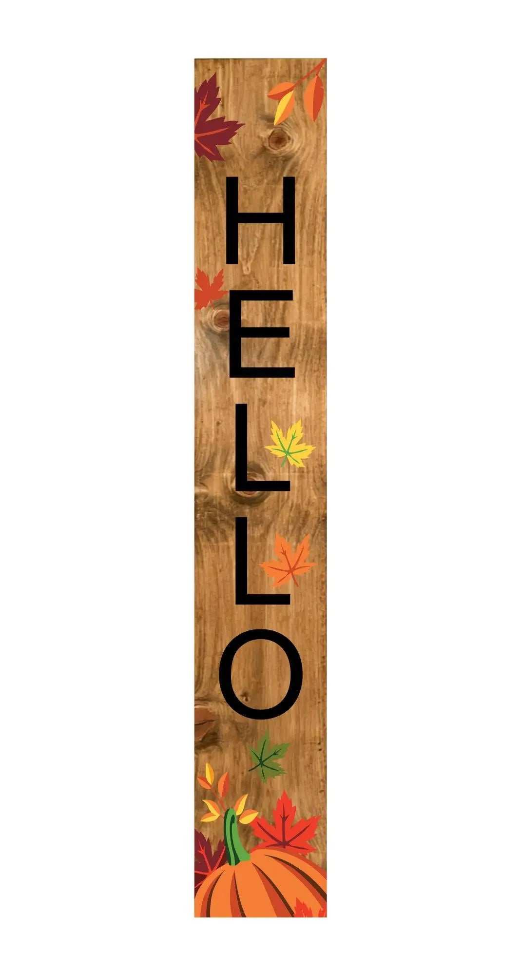 47" Black Natural And Orange Solid Wood Hello Porch Sign Homeroots Outdoor