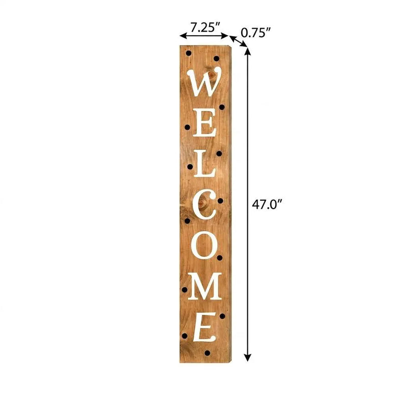 47" Black Natural And White Solid Wood Welcome Porch Sign Homeroots Outdoor