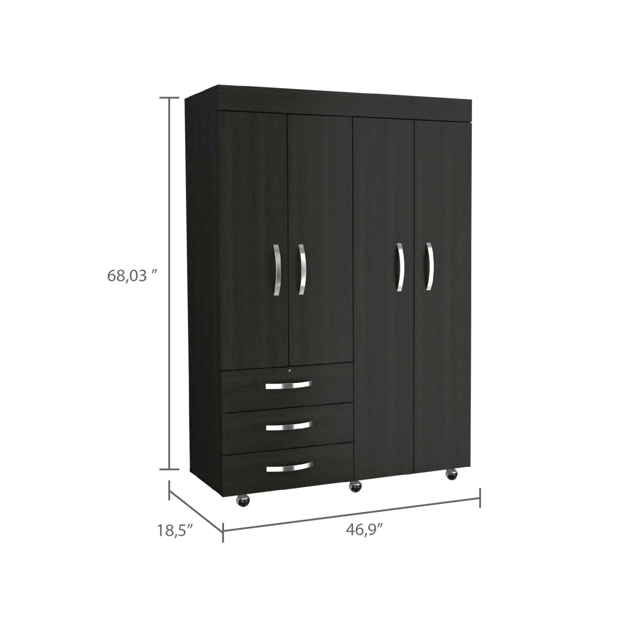 47" Black Three Drawer Combo Dresser Homeroots Bed & Bath