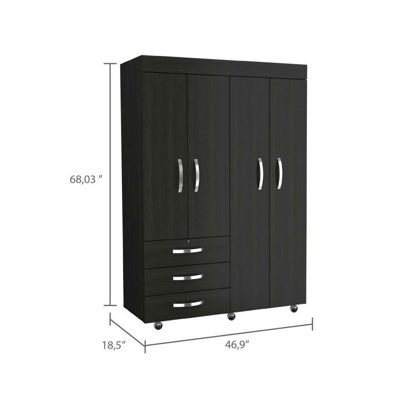 47" Black Three Drawer Combo Dresser Homeroots Bed & Bath