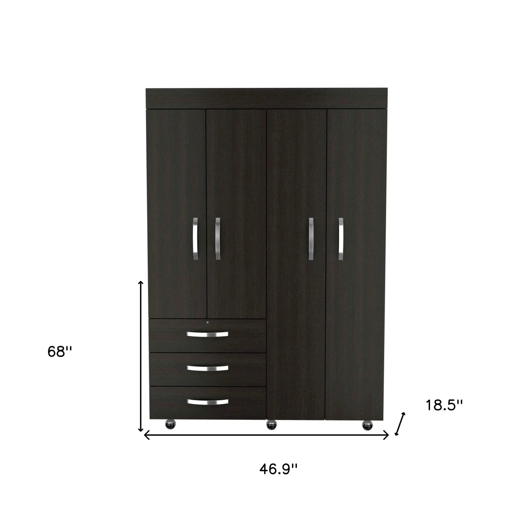 47" Black Three Drawer Combo Dresser Homeroots Bed & Bath
