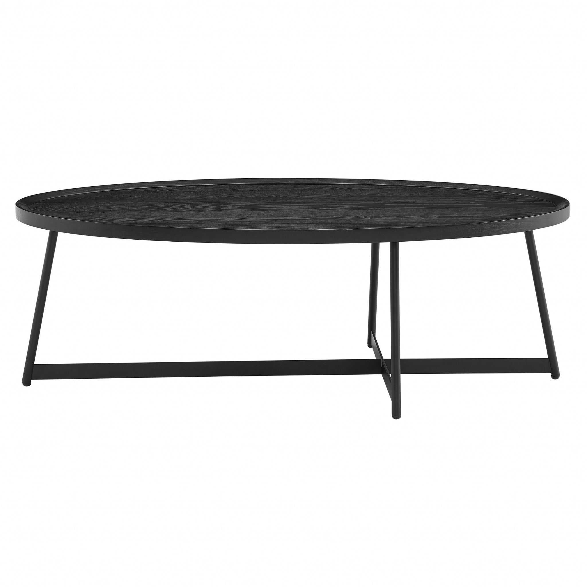 47" Black Wood And Metal Oval Frame Coffee Table - GreatEagleInc