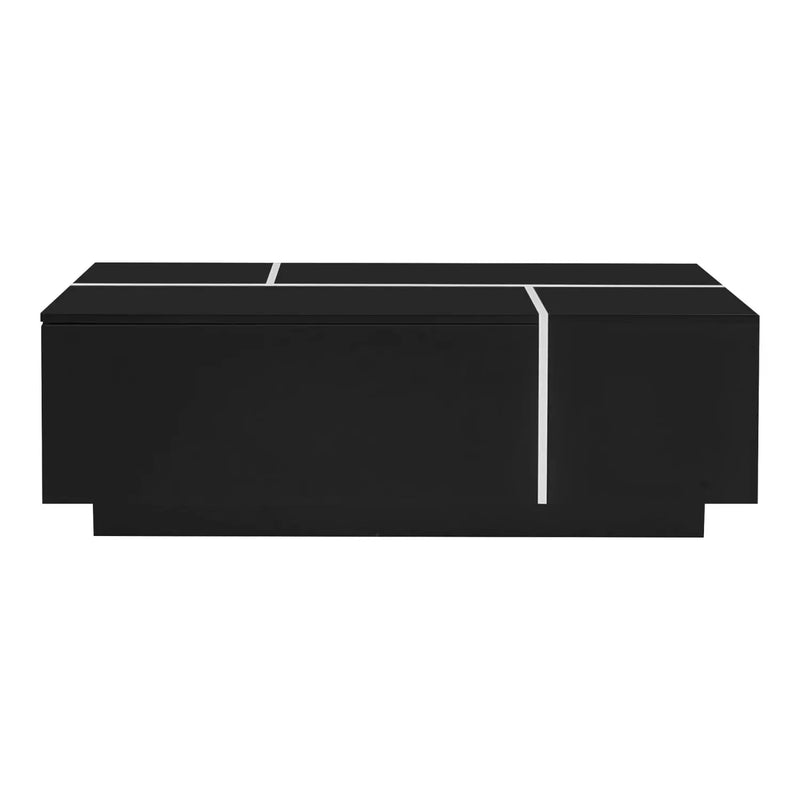 47" Black Wood Extendable Coffee Table With Storage Homeroots Living Room