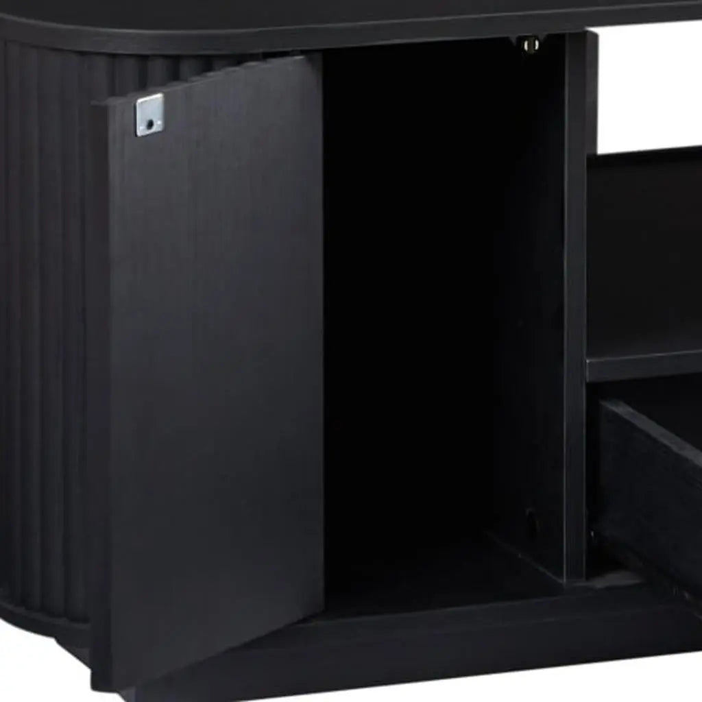 47" Black Wood Oval Block Coffee Table With Storage Homeroots Living Room