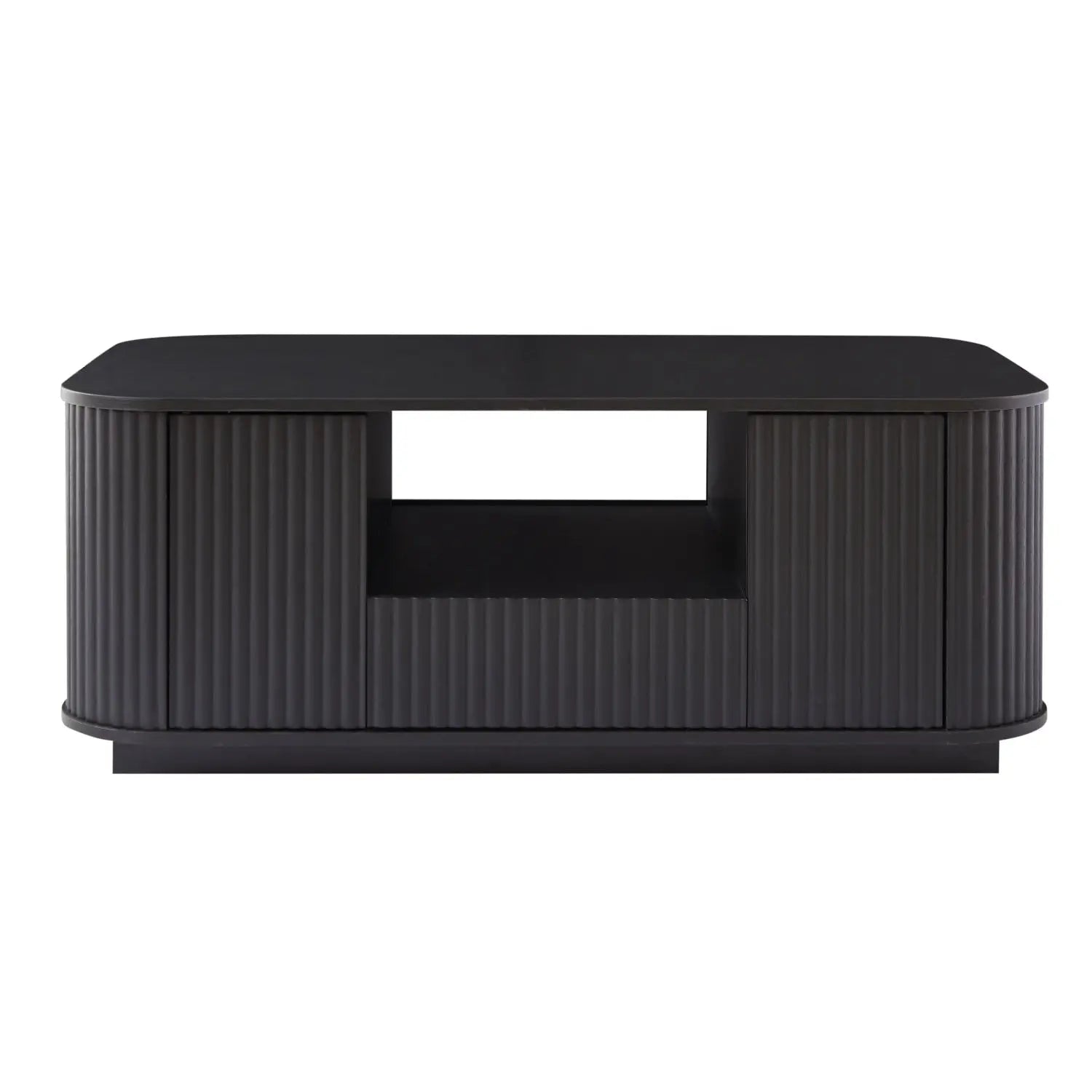 47" Black Wood Oval Block Coffee Table With Storage Homeroots Living Room
