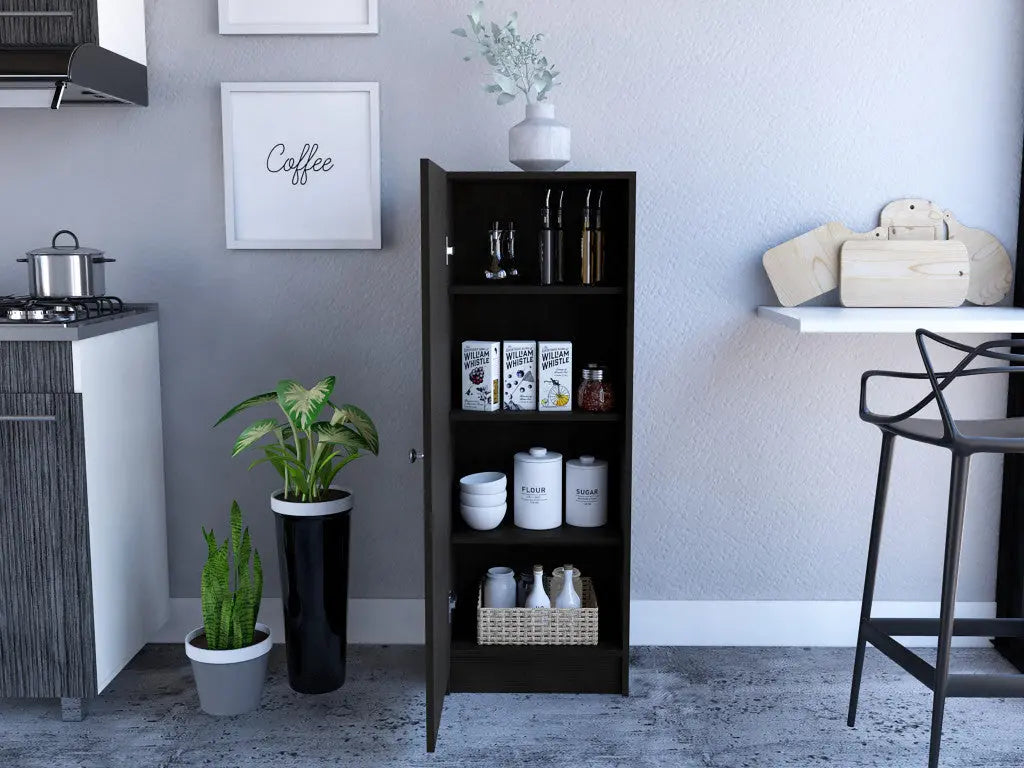 47" Black Wood Pantry Or Storage Closet - GreatEagleInc