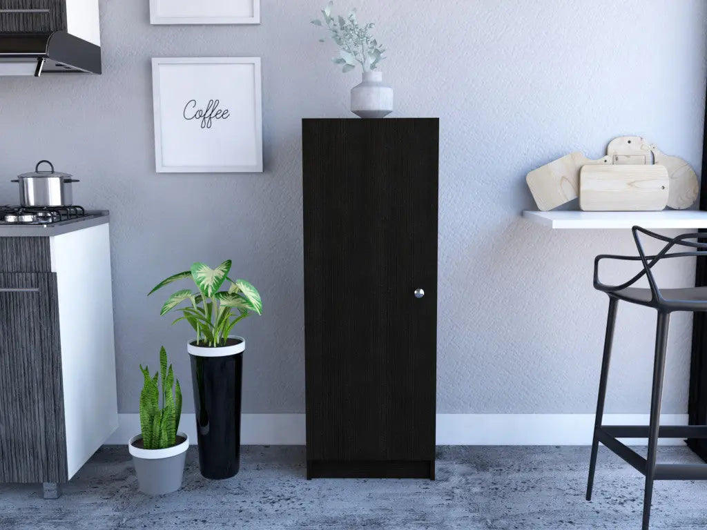 47" Black Wood Pantry Or Storage Closet - GreatEagleInc