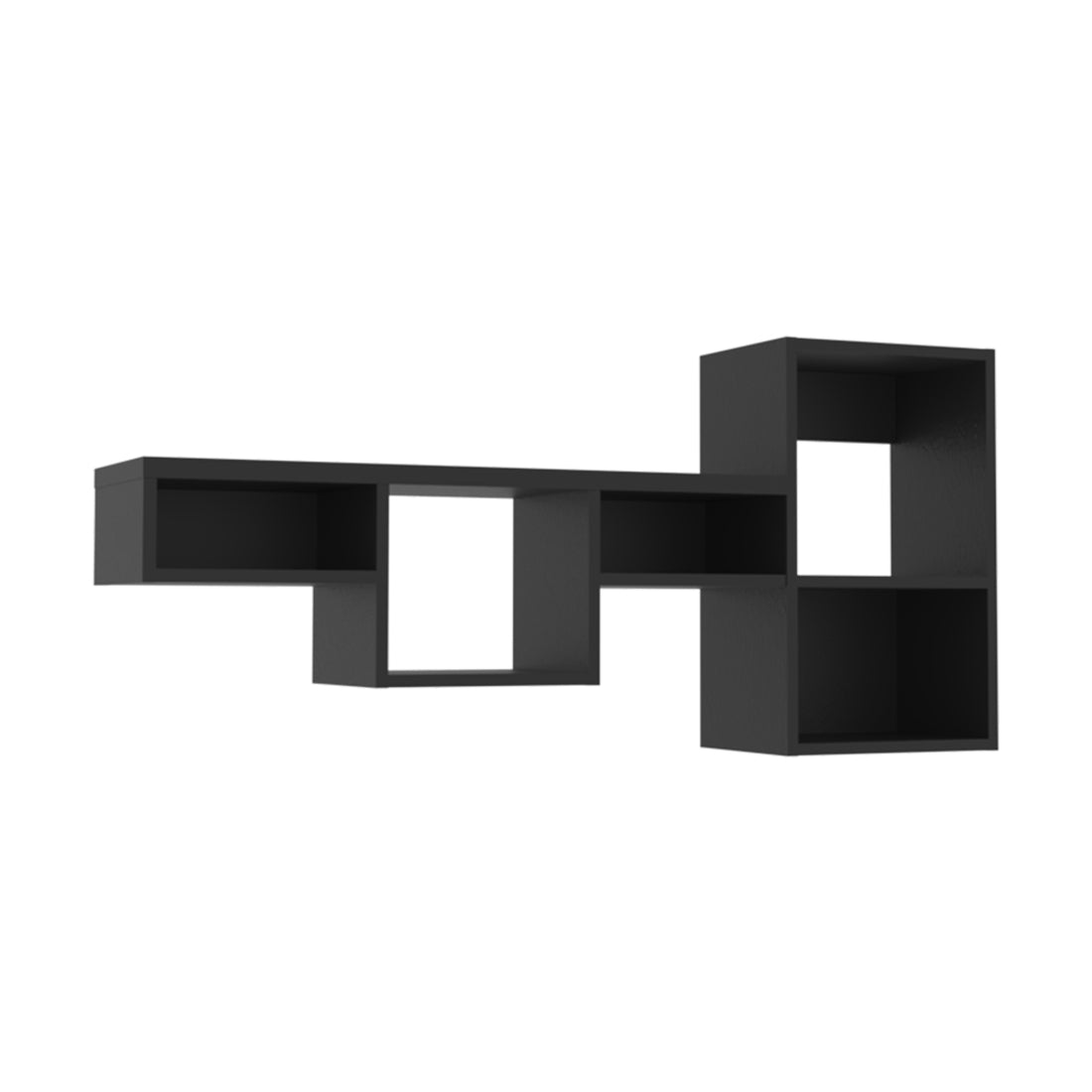 47" Black Wood Wall Mounted Cubby Shelf - GreatEagleInc