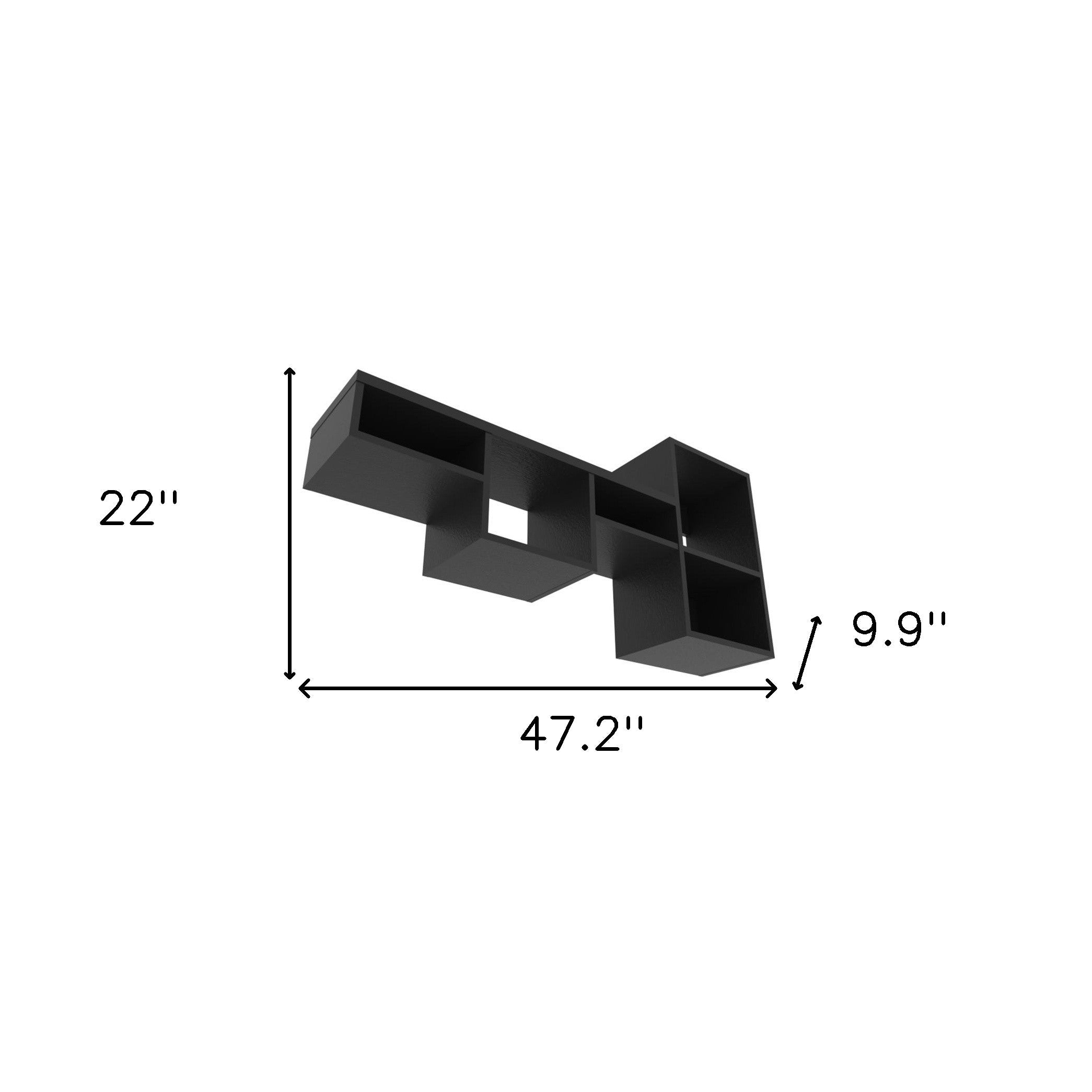 47" Black Wood Wall Mounted Cubby Shelf - GreatEagleInc