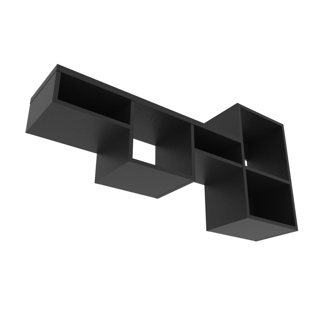 47" Black Wood Wall Mounted Cubby Shelf - GreatEagleInc