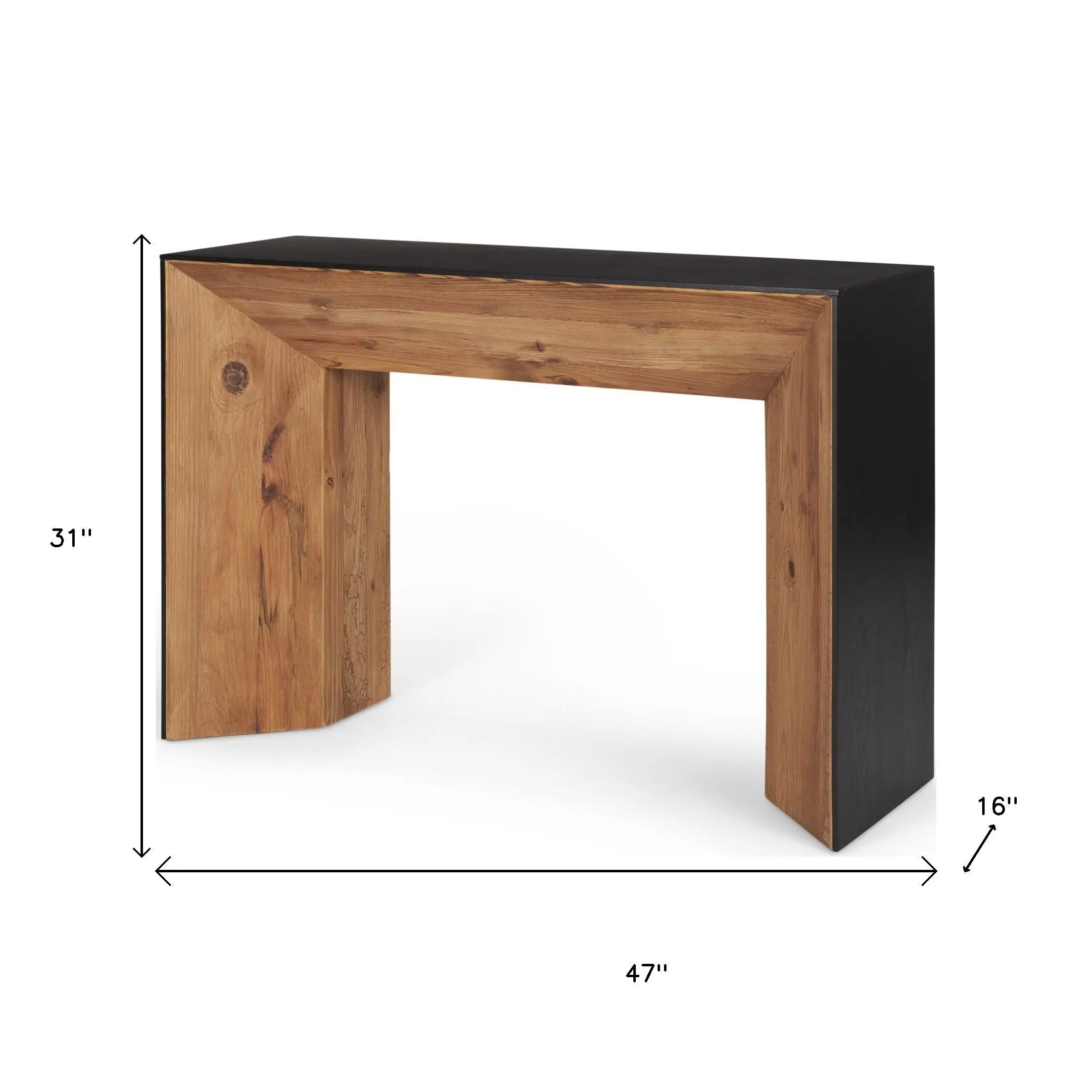 47" Black and Brown Solid Wood Pedestal Console Table Homeroots Living Room