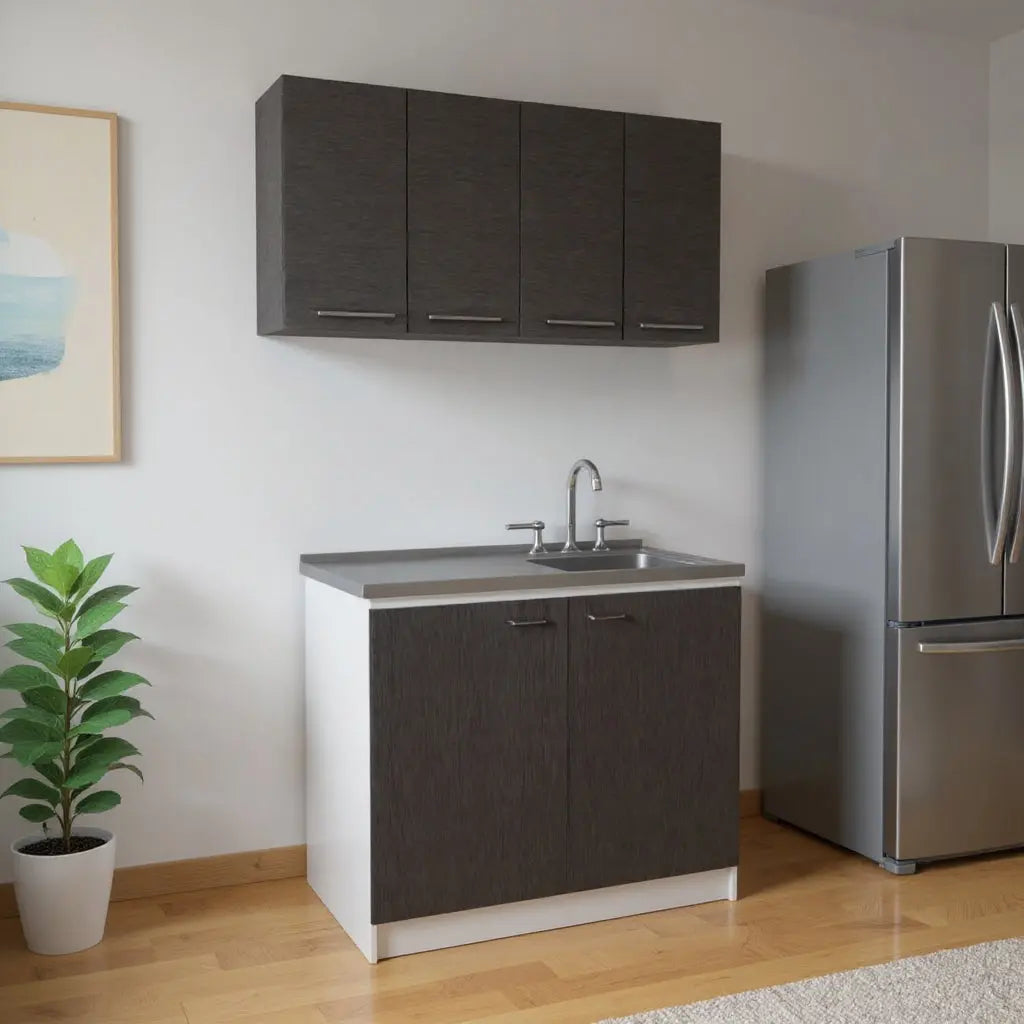 47" Black and White Wall mounted Accent Cabinet With Five Shelves Homeroots Kitchen & Dining
