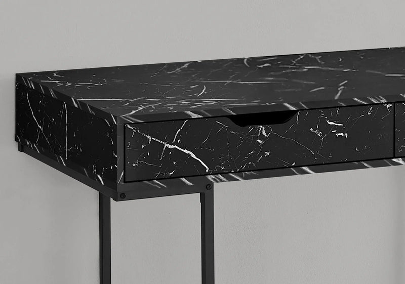 47" Black and White Wood and Metal H-Shape Computer Desk With Two Drawers Homeroots Office