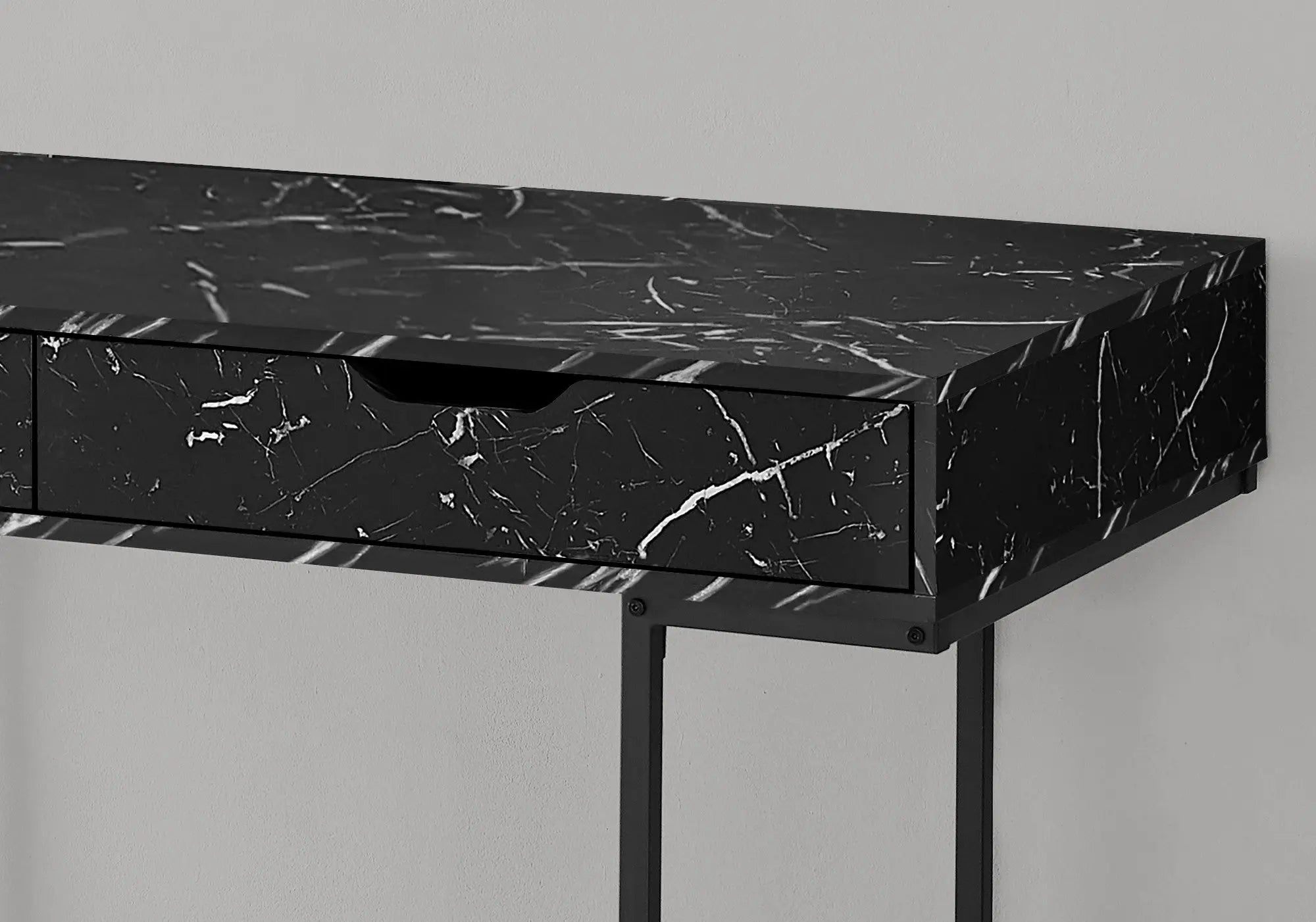 47" Black and White Wood and Metal H-Shape Computer Desk With Two Drawers Homeroots Office