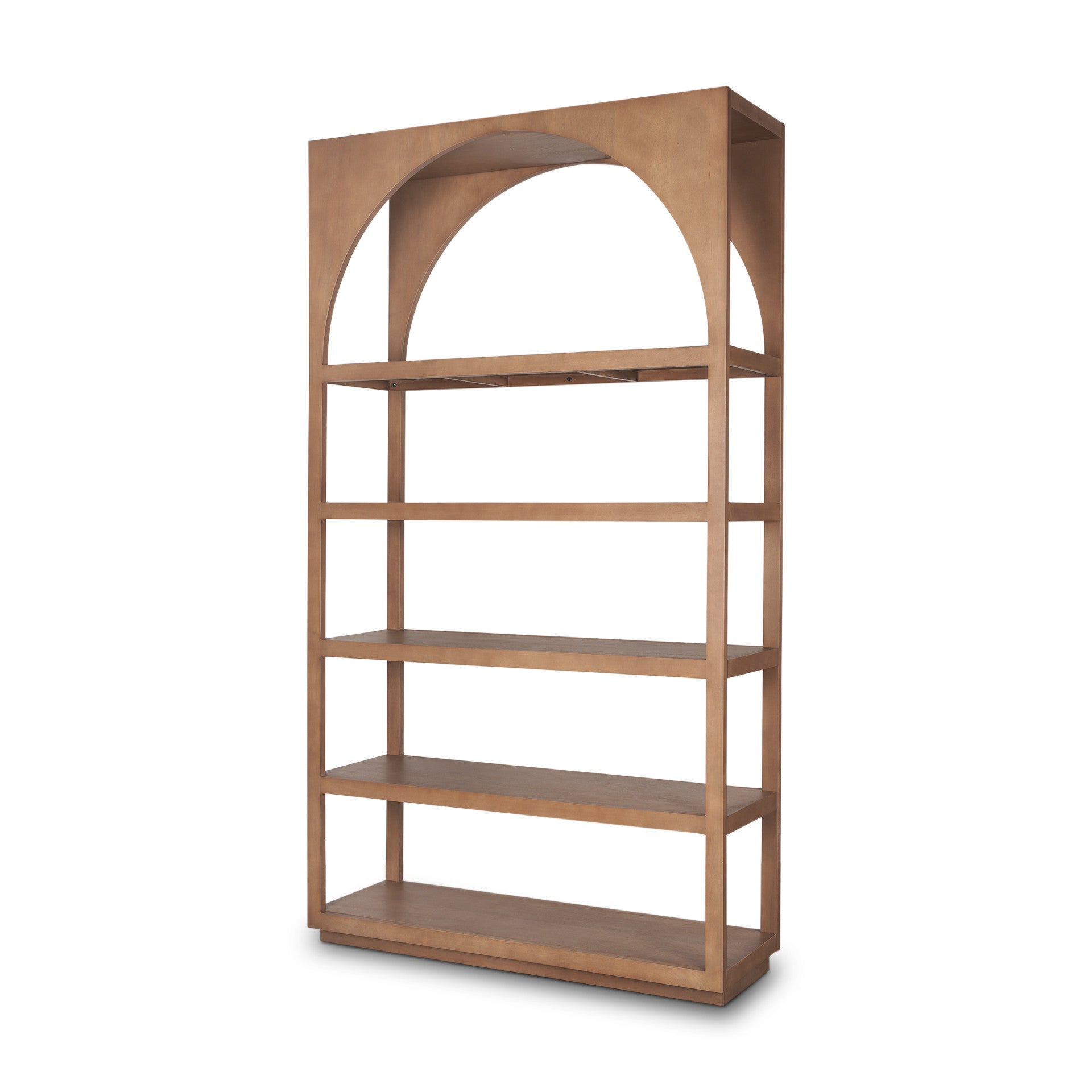 47" Brown Arched Solid Wood Five Tier Bookcase Homeroots Office
