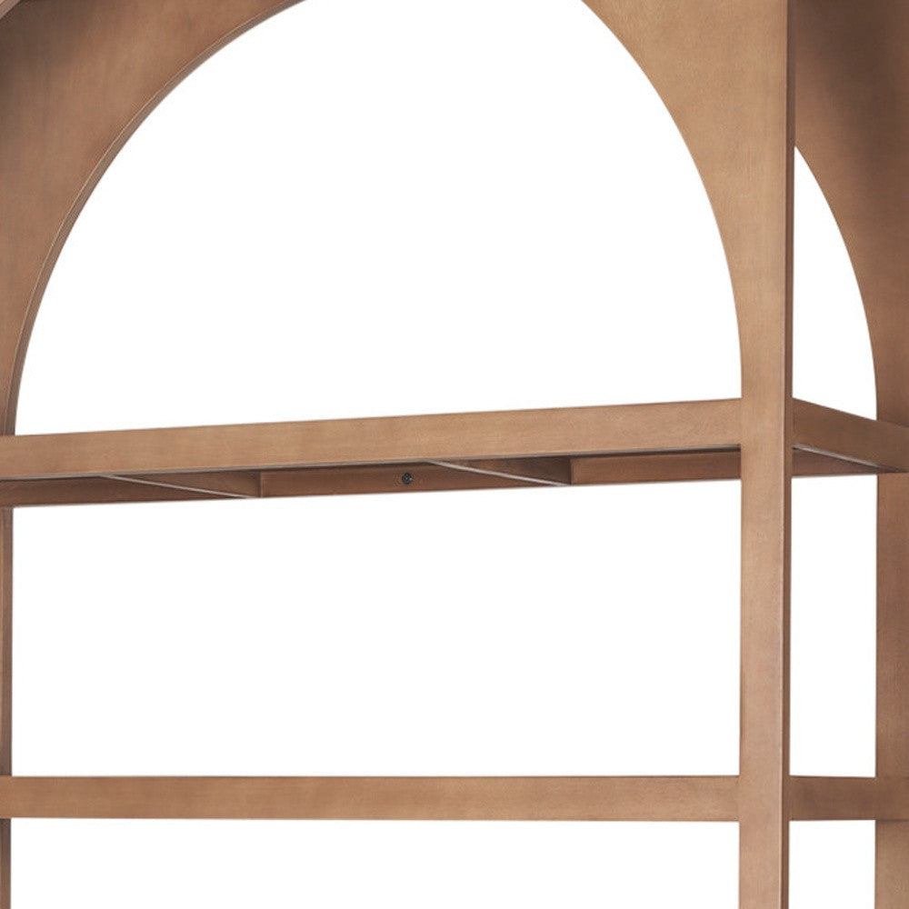 47" Brown Arched Solid Wood Five Tier Bookcase Homeroots Office