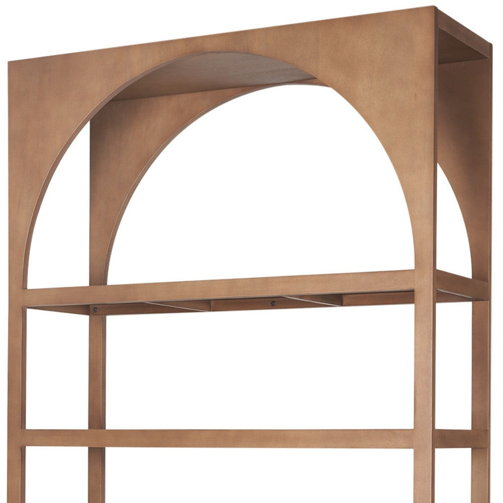 47" Brown Arched Solid Wood Five Tier Bookcase Homeroots Office