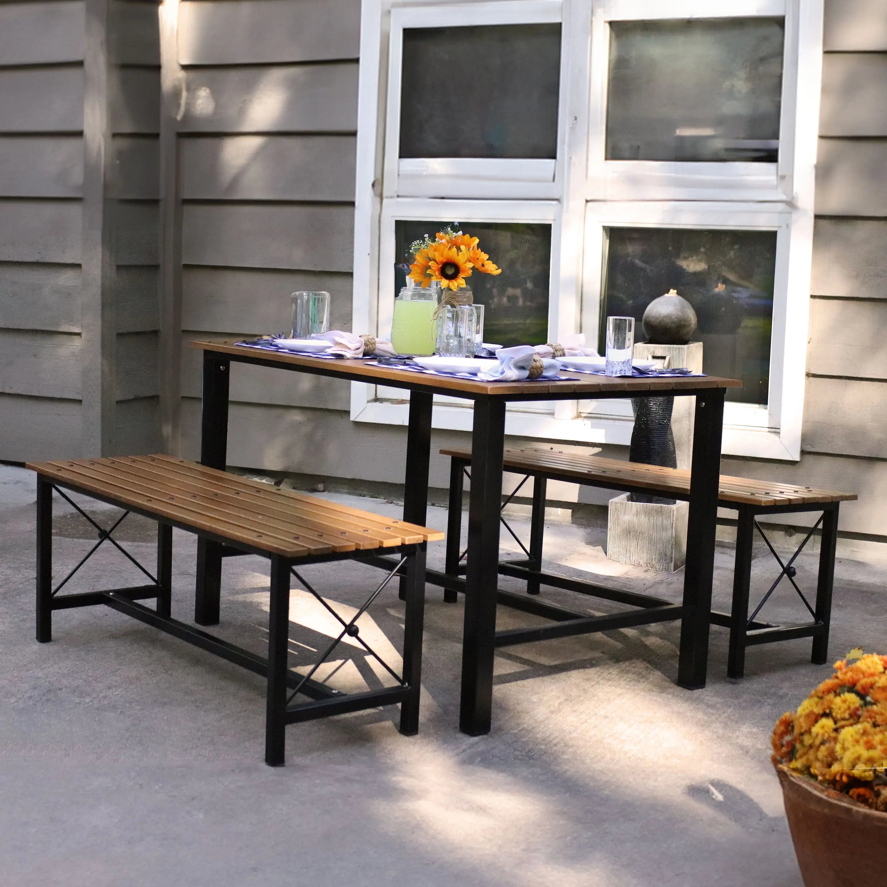 47" Brown Solid Wood Outdoor Dining Table Homeroots Outdoor