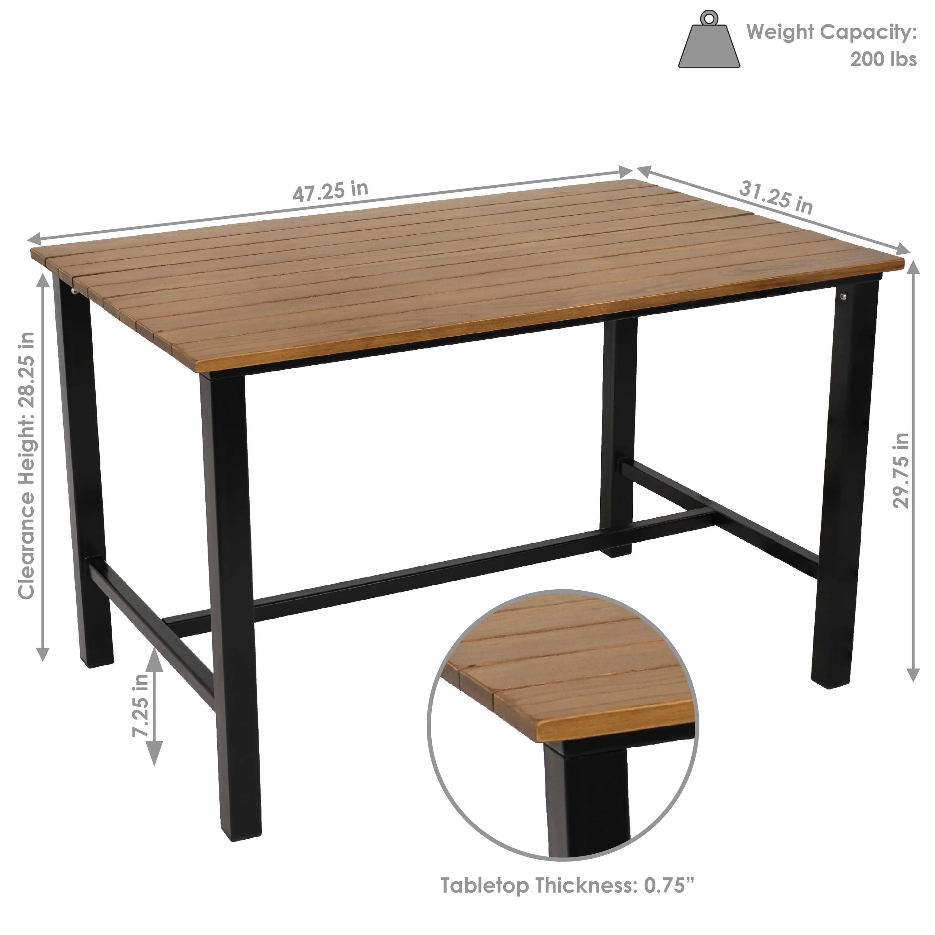 47" Brown Solid Wood Outdoor Dining Table Homeroots Outdoor