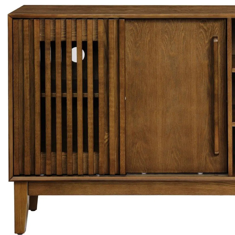 47" Brown Wood Sideboard With Two Sliding Doors Homeroots Kitchen & Dining