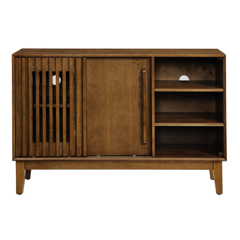 47" Brown Wood Sideboard With Two Sliding Doors Homeroots Kitchen & Dining