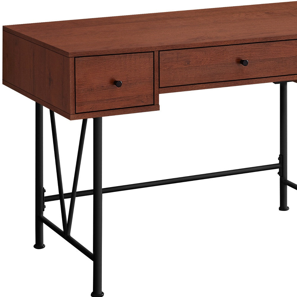 47" Brown and Black Computer Desk With Three Drawers Homeroots Office