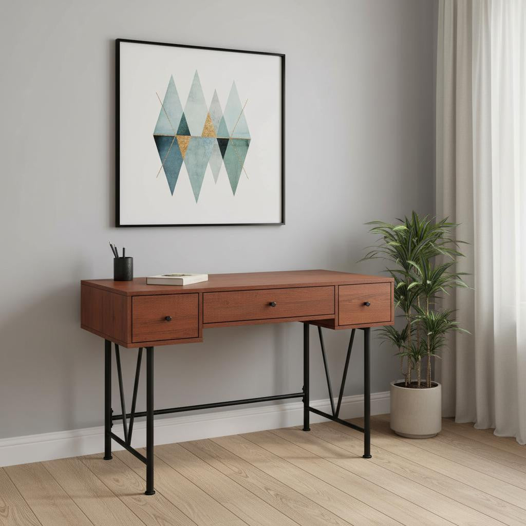 47" Brown and Black Computer Desk With Three Drawers Homeroots Office