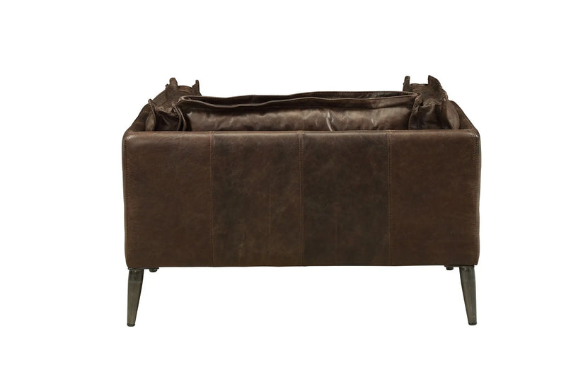 47" Brown and Black Top Grain Leather Chair and a Half Homeroots Living Room