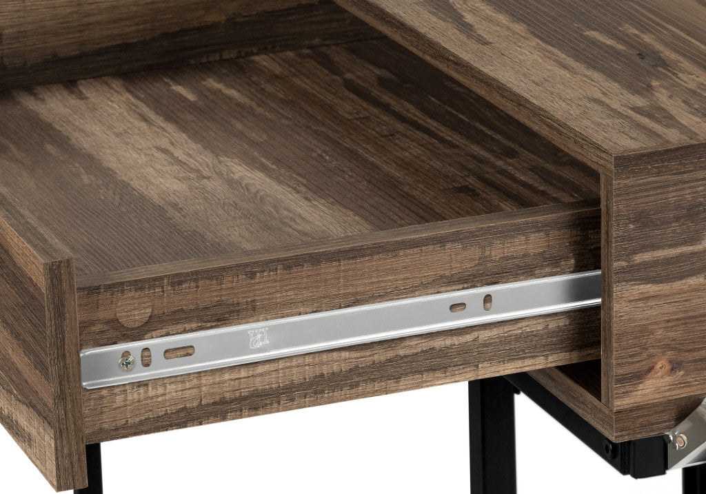 47" Brown and Black Wood and Metal H-Shape Computer Desk With Two Drawers Homeroots Office