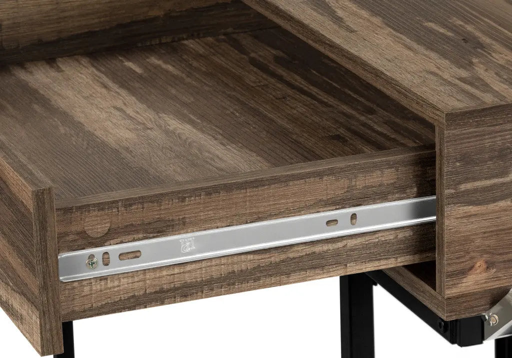 47" Brown and Black Wood and Metal H-Shape Computer Desk With Two Drawers Homeroots Office
