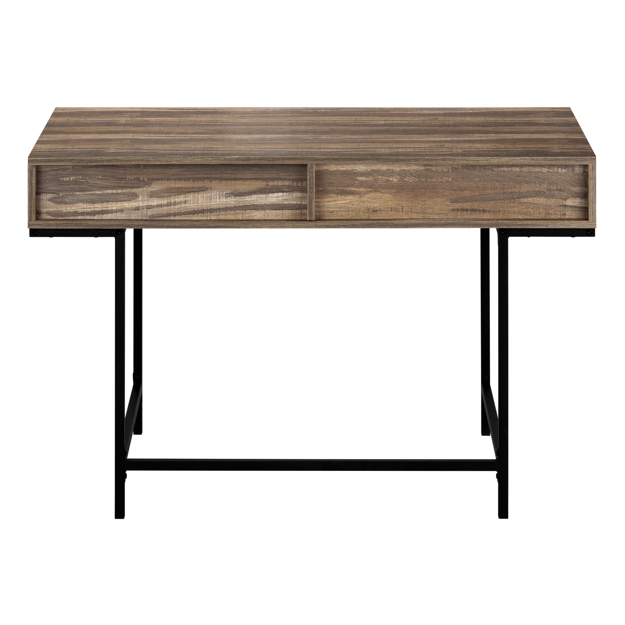 47" Brown and Black Wood and Metal H-Shape Computer Desk With Two Drawers Homeroots Office