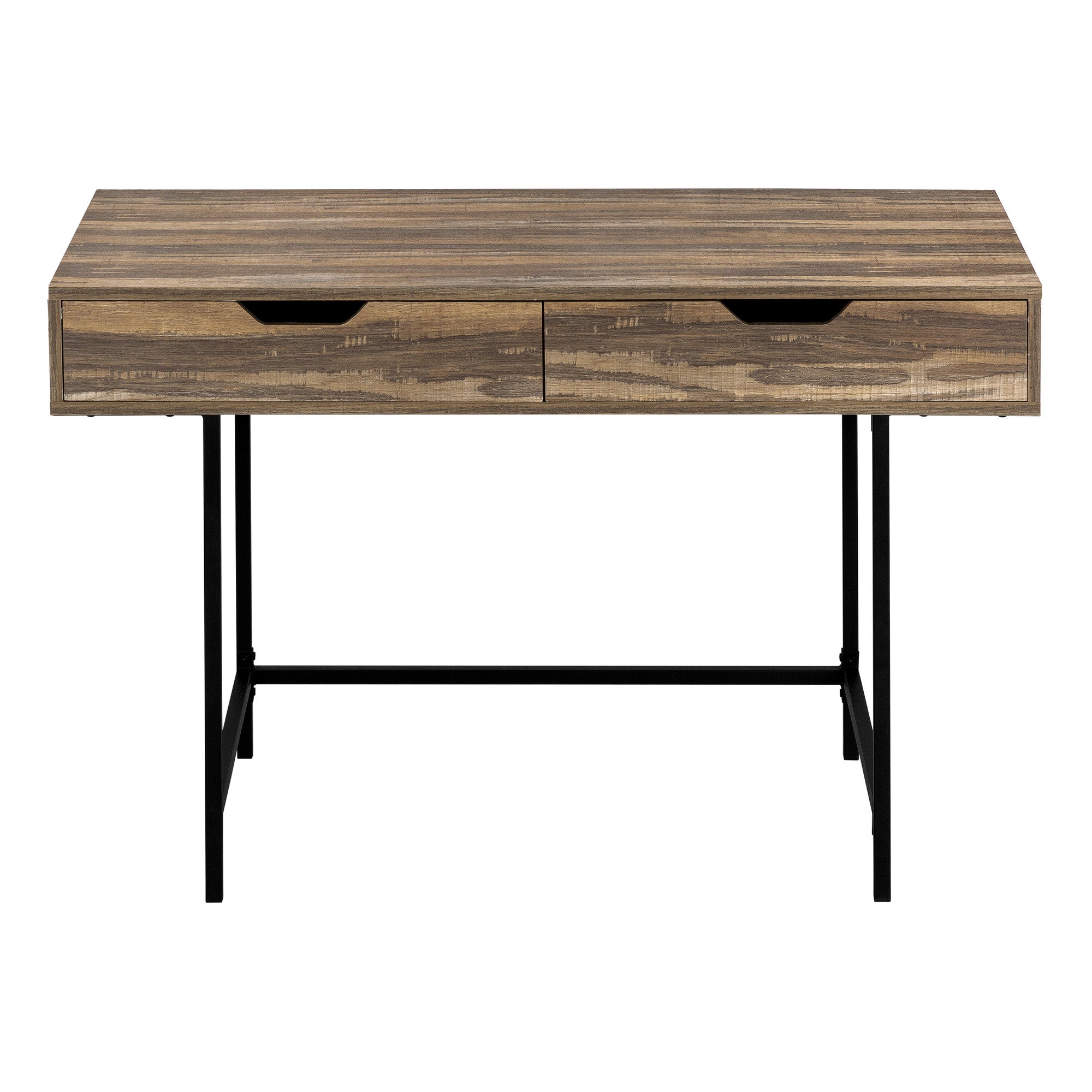 47" Brown and Black Wood and Metal H-Shape Computer Desk With Two Drawers Homeroots Office