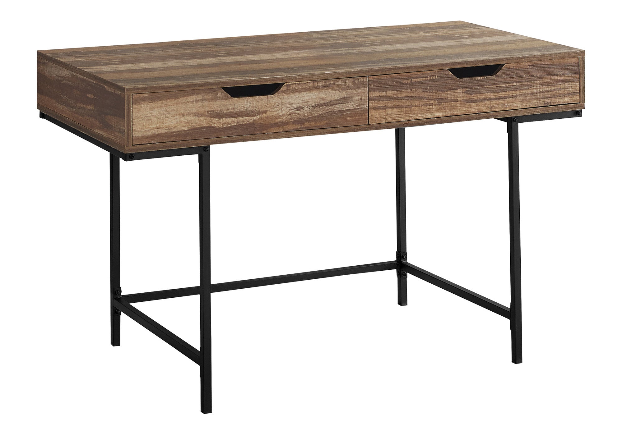 47" Brown and Black Wood and Metal H-Shape Computer Desk With Two Drawers Homeroots Office