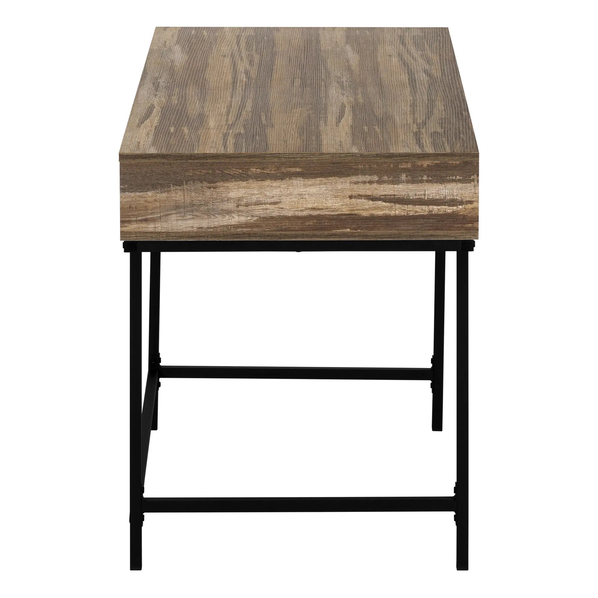 47" Brown and Black Wood and Metal H-Shape Computer Desk With Two Drawers Homeroots Office