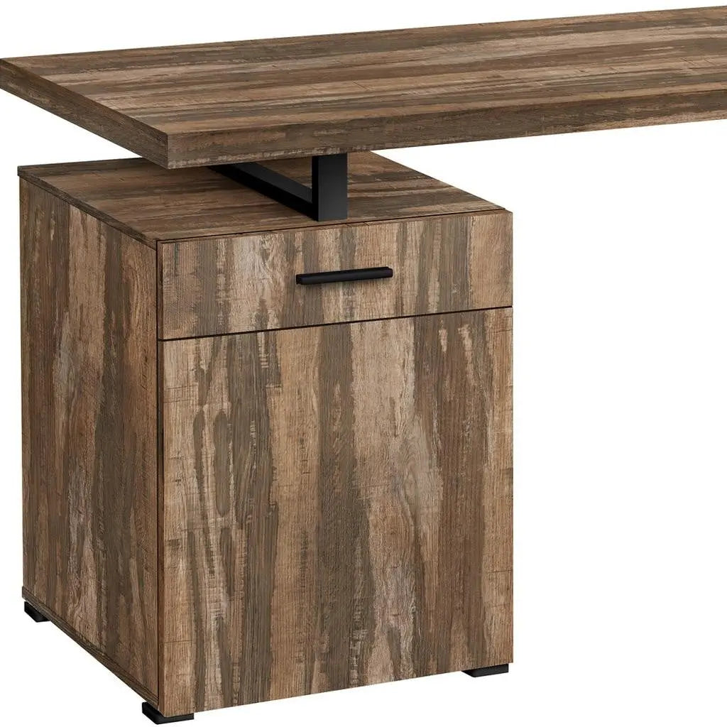 47" Brown and Black Wood and Metal Sled Computer Desk Homeroots Office