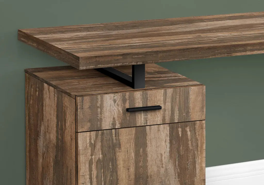47" Brown and Black Wood and Metal Sled Computer Desk Homeroots Office