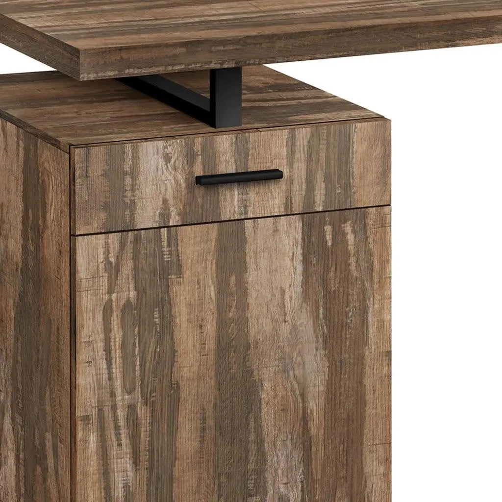 47" Brown and Black Wood and Metal Sled Computer Desk Homeroots Office
