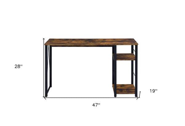 47" Brown and Black Writing Desk Homeroots Office