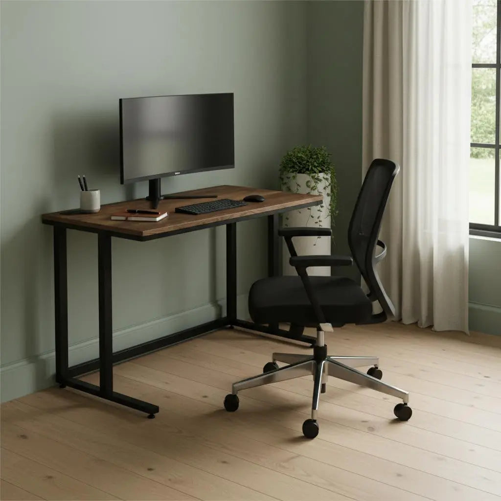 47" Brown and Black Writing Desk Homeroots Office
