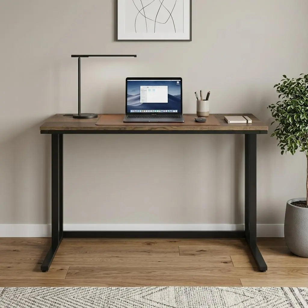 47" Brown and Black Writing Desk Homeroots Office